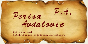 Periša Avdalović vizit kartica
